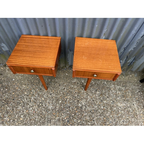 50 - A pair of teak single drawer bedside