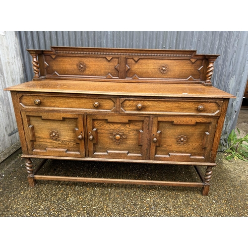 77 - A good quality large 1920's oak buffet sideboard 180x60x130