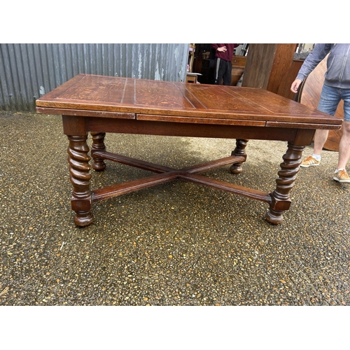 78 - A very large barley twist drawer leaf dining table 156x68x77