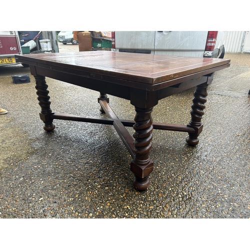 78 - A very large barley twist drawer leaf dining table 156x68x77