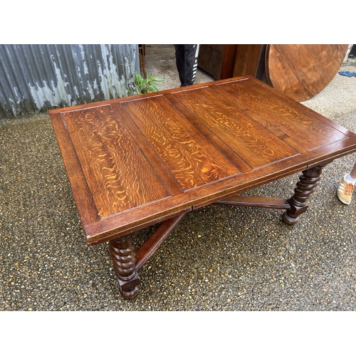 78 - A very large barley twist drawer leaf dining table 156x68x77