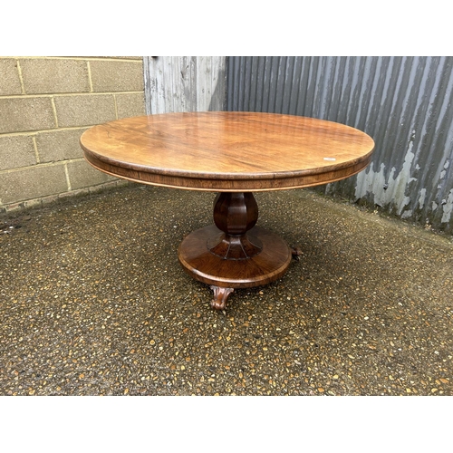 90 - A Victorian rosewood circular tilt top breakfast table 130 cm diameter