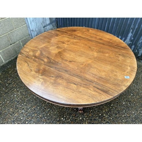 90 - A Victorian rosewood circular tilt top breakfast table 130 cm diameter