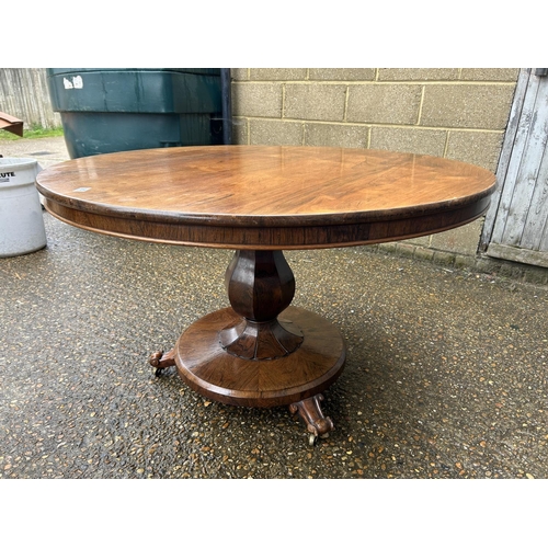 90 - A Victorian rosewood circular tilt top breakfast table 130 cm diameter