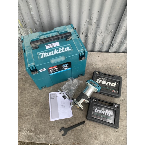 425 - Makita DRT 50 Cordless Trimmer, Working & 2 sets of Router bits in Makita Case