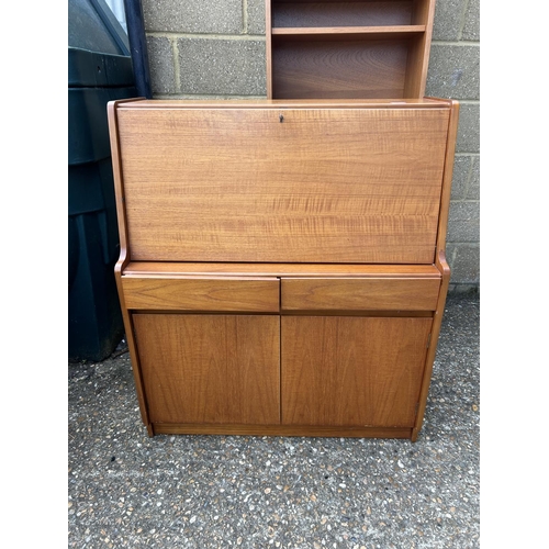 125 - A mid century teak bureau 91x40x110