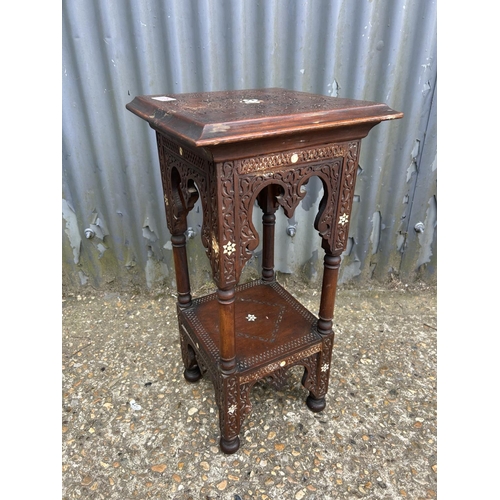 178 - A small carved and inlaid moorish table 33x30x64