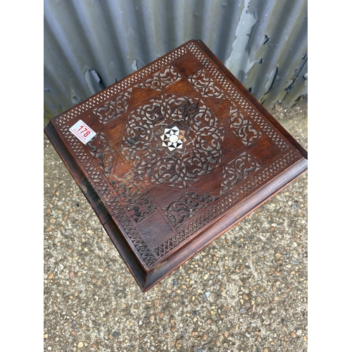 178 - A small carved and inlaid moorish table 33x30x64