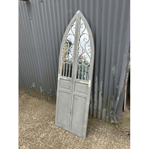 184 - A vintage style grey painted shutter mirror 57x180