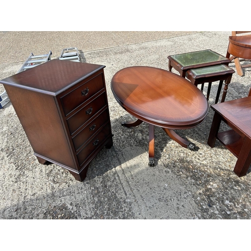 26 - Repro coffee tables, hi fi cabinet, nest of 2 and 2 occasional tables