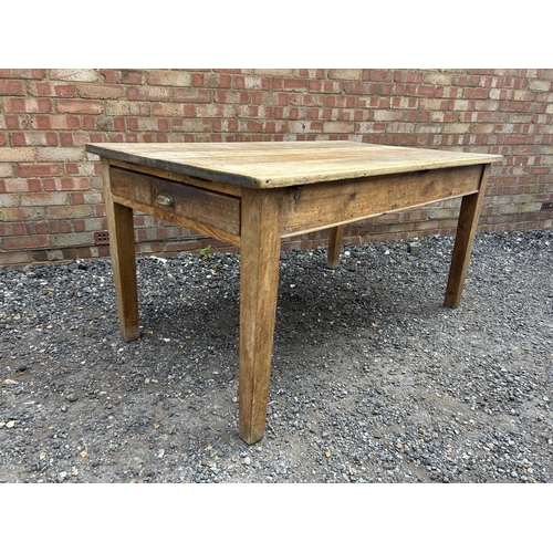 365 - A vintage pine single drawer kitchen table 150x88x77