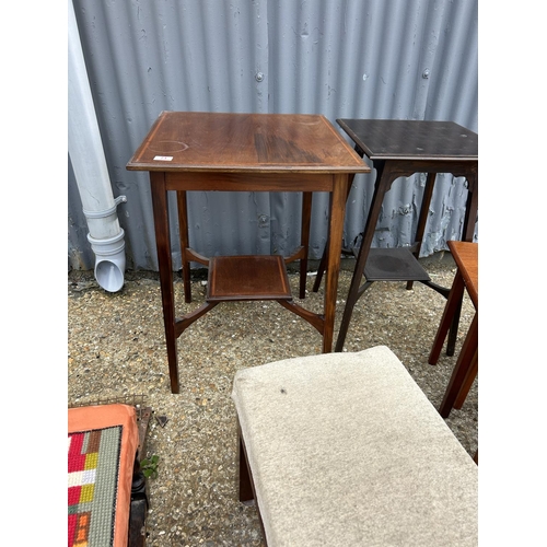 71 - Two mahogany occasional tables, nest of three and two stools