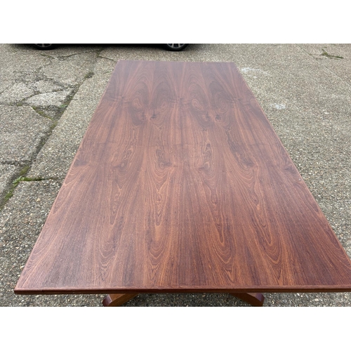 77 - A very large mid century teak refectory style table 114x230