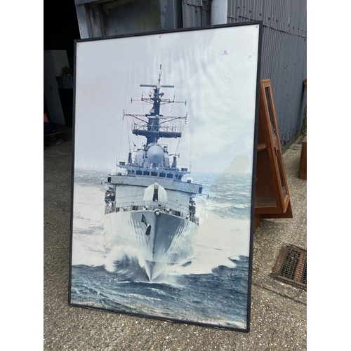 82 - A very large print of a battle ship 123x188