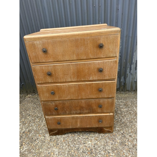 89 - A oak tallboy chest of five 75x46x110