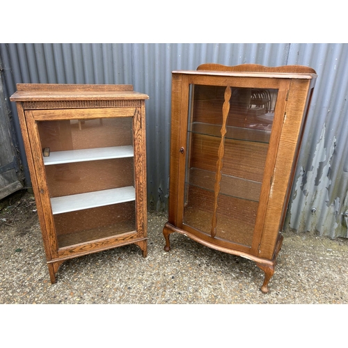 92 - Two oak glazed cabinets