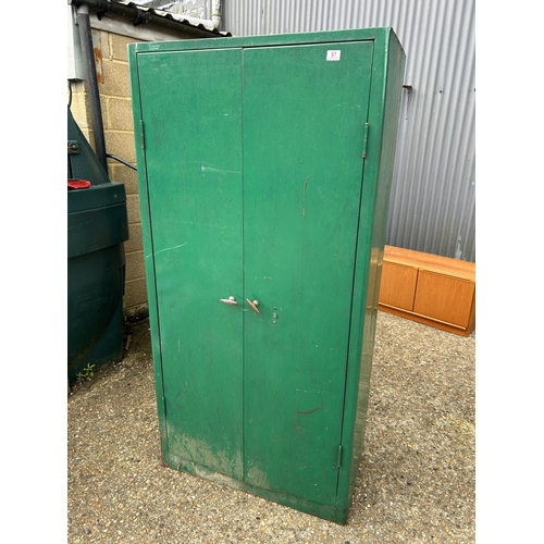 97 - A green painted workshop cabinet 88x46x180