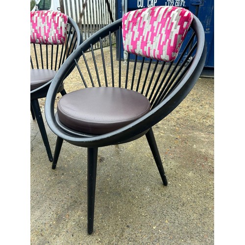 120C - A Set of 4 Pink upholstered VITRA stlye stick back chairs