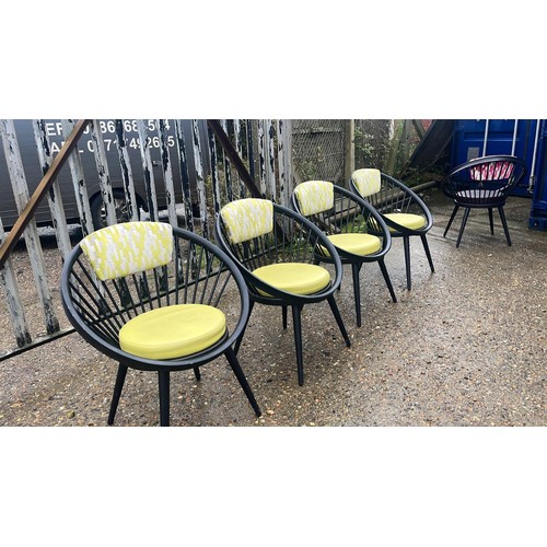 120E - A set of 4 green upholsrered VITRA stlye stick back chairs