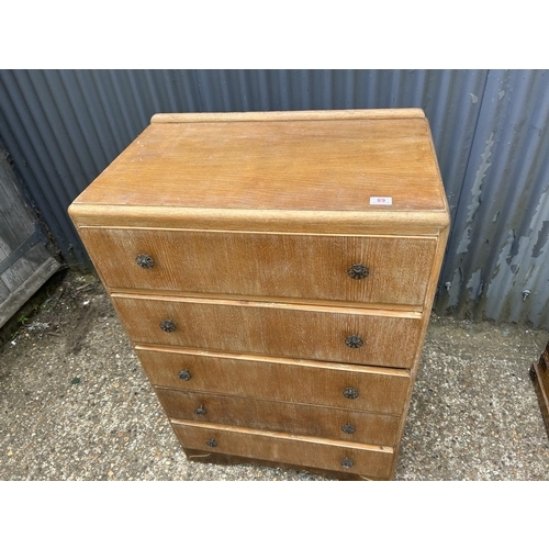 89 - A oak tallboy chest of five 75x46x110