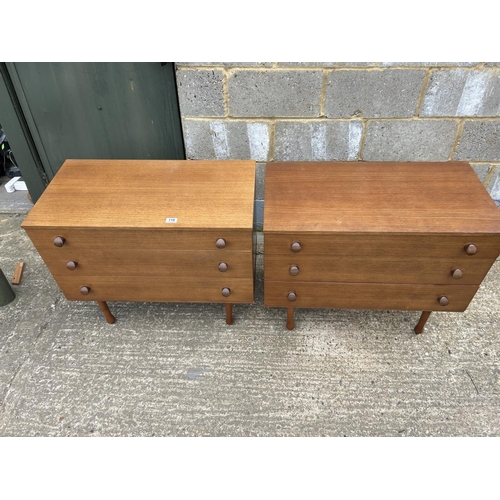 110 - A pair of AVALON teak chests of three drawers 82x44x64