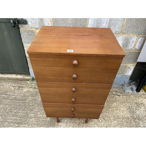 111 - A AVALON teak tallboy chest of drawers 61x44x110