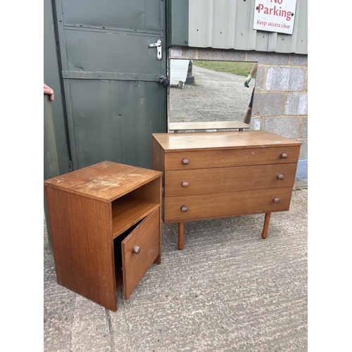 112 - An AVALON teak dressimg chest together with bedside