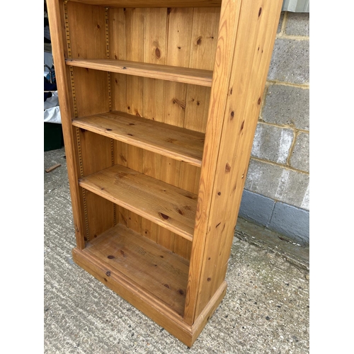 123 - Solid pine open bookcase ith adjustable shelves 86 x 32x 199