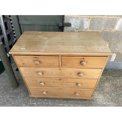 130 - A country pine chest of five drawers 126cm wide