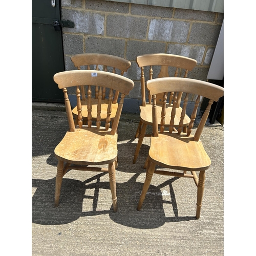 151 - Four farmhouse style pine chairs