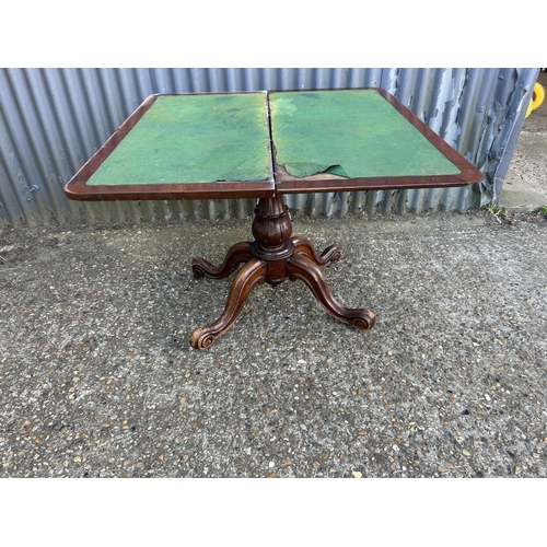 160c - A Victorian mahogany fold over card table