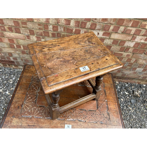 17 - Antique oak joint stool / occasional table 38x29x39