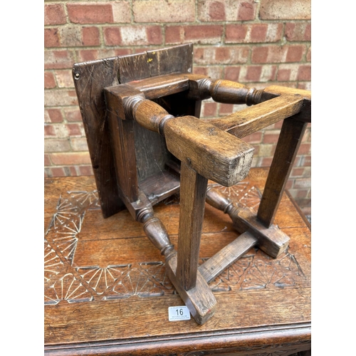 17 - Antique oak joint stool / occasional table 38x29x39