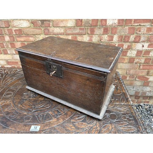 19 - A period oak bible box with key 50x30x27