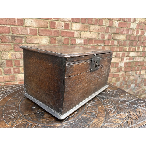 19 - A period oak bible box with key 50x30x27