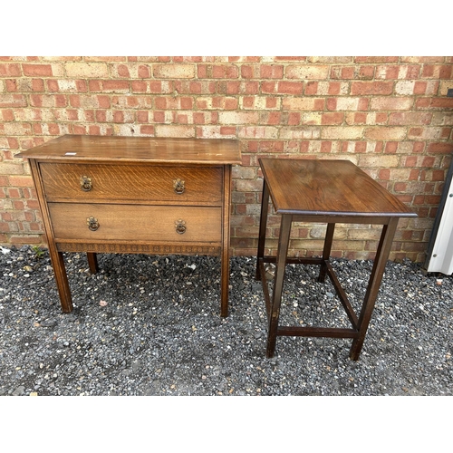 2 - A oak chest of two drawers together with a oak occasional table