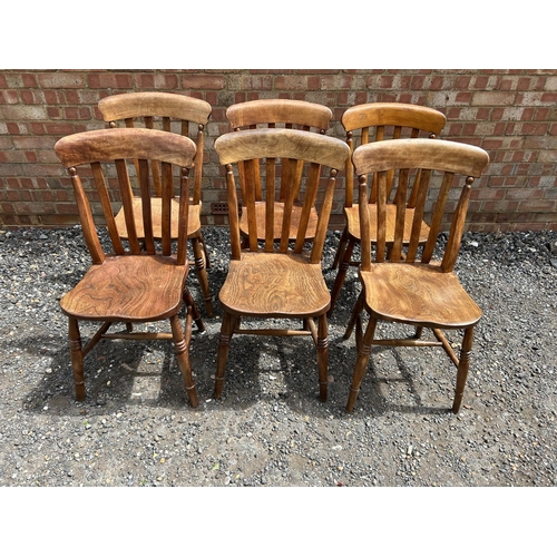 21 - A set of six country pine windsor style chairs