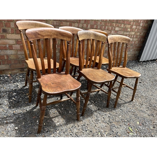 21 - A set of six country pine windsor style chairs