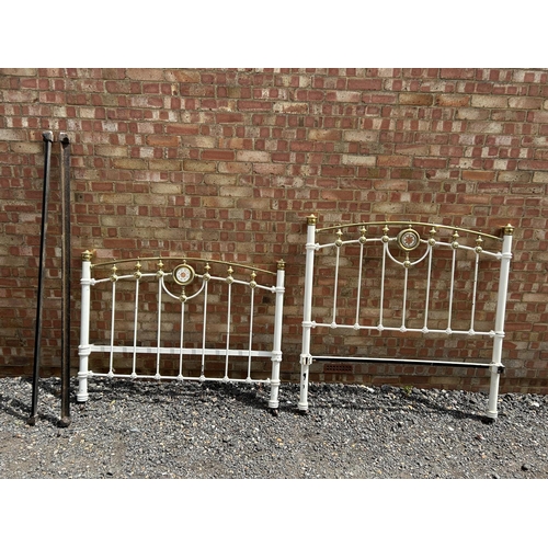 26 - A Victorian iron and brass double bed frame