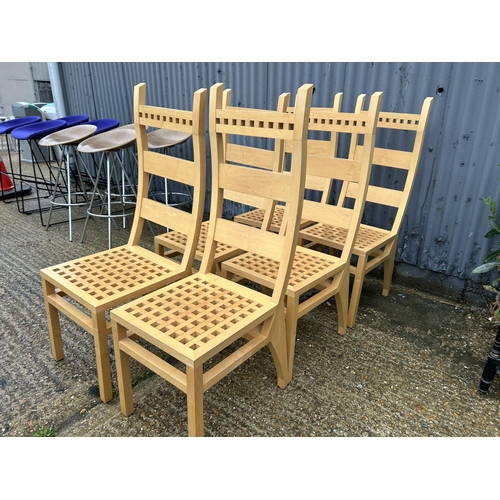 355 - A set of six unusual ladder back dining chairs