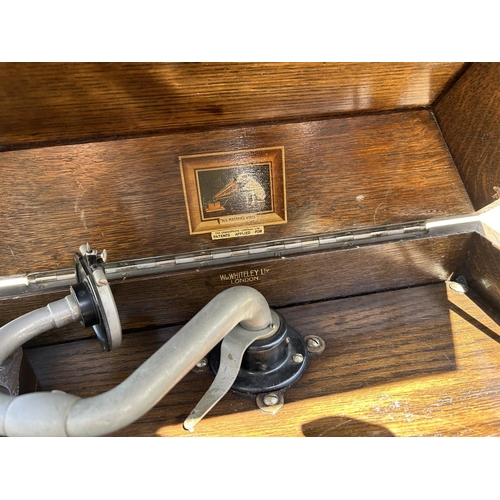 360 - An oak cased cabinet gramophone