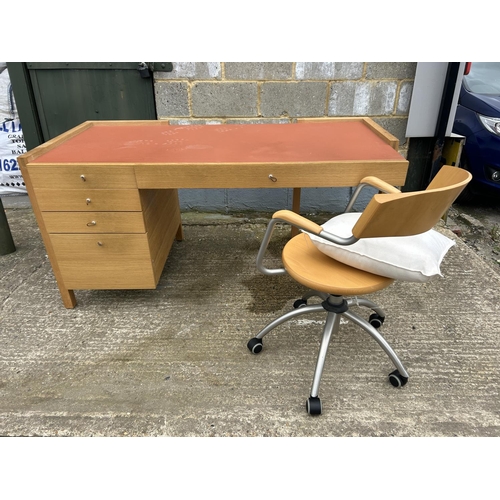 42 - A modern design desk together with modern swivel chair 160 x77x74