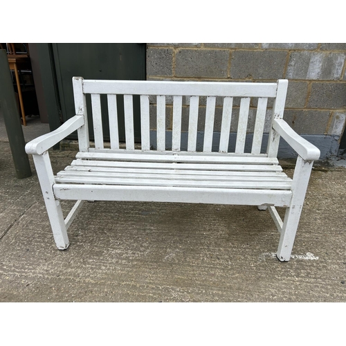 53 - White painted garden bench