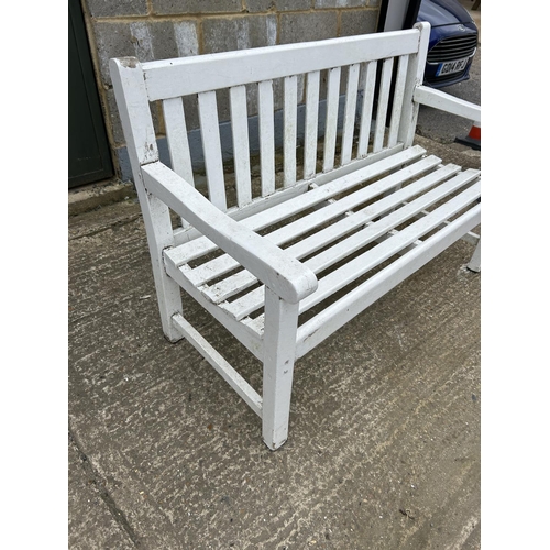 53 - White painted garden bench