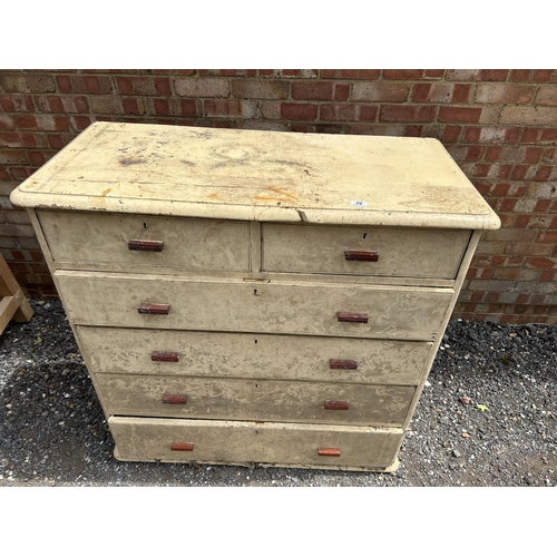 59 - A rustic painted pine chest of six drawers 116x50x115