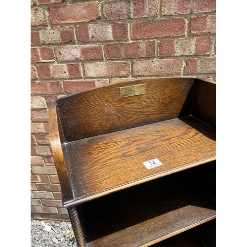 74 - A slim oak bookcase 47x26x127