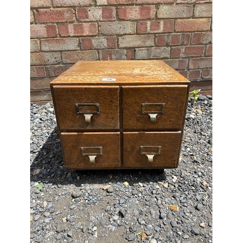 78 - A vintage oak four drawer filing box 38x40x36