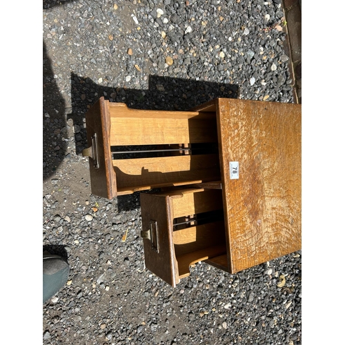 78 - A vintage oak four drawer filing box 38x40x36