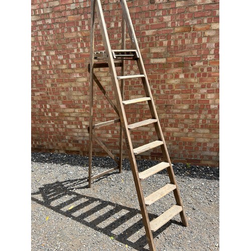 60 - Very tall vintage wooden ladder