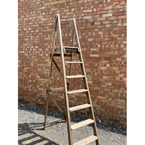 60 - Very tall vintage wooden ladder